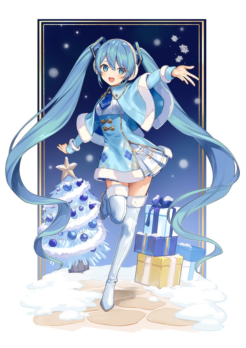 hatsune miku and yuki miku (vocaloid) drawn by urata_asao
