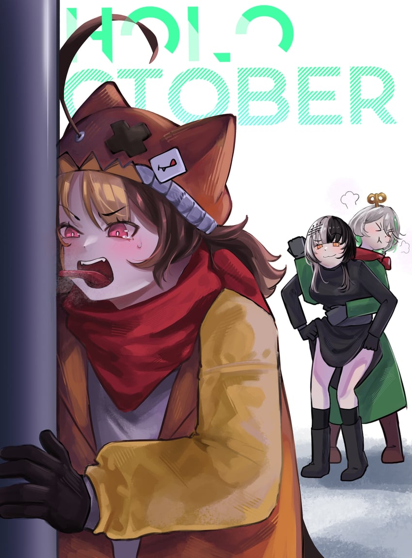 shiori novella, gigi murin, and cecilia immergreen (hololive and 1 more) drawn by raff_yasushi