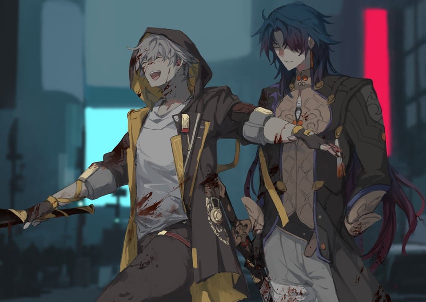 trailblazer, caelus, and blade (honkai and 1 more) drawn by j7bge04
