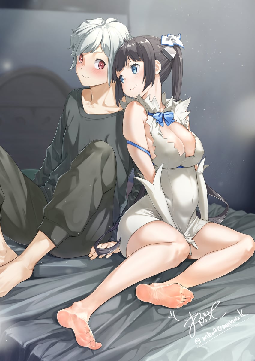 hestia and bell cranel (dungeon ni deai wo motomeru no wa machigatteiru darou ka) drawn by maburoku