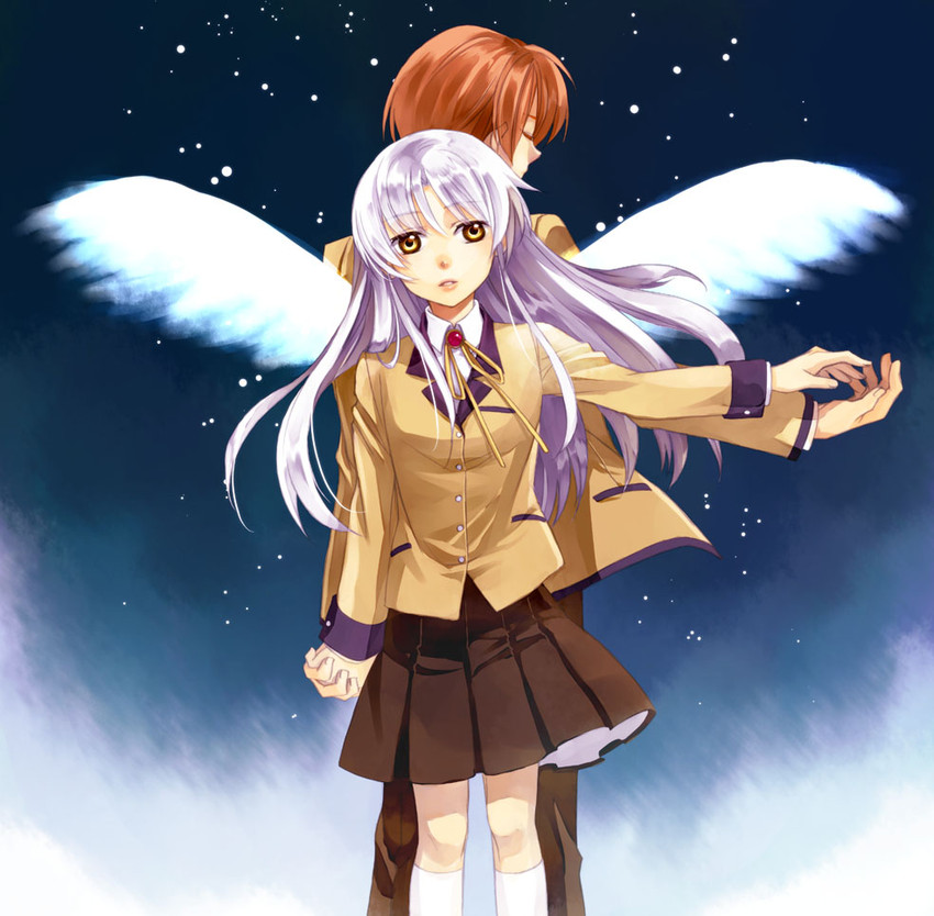 tachibana kanade and otonashi yuzuru (angel beats!) drawn by kurosuna