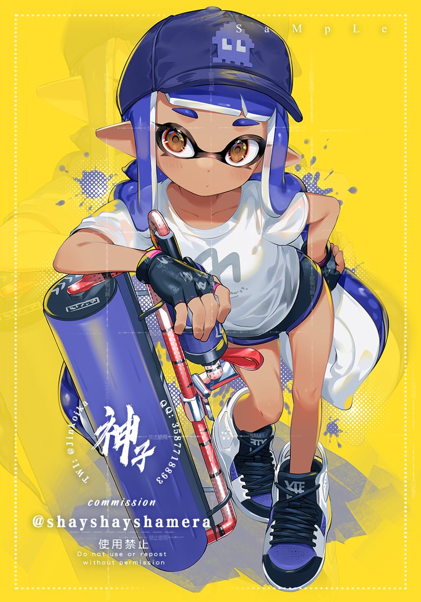 inkling player character and inkling girl (splatoon) drawn by jinkoika