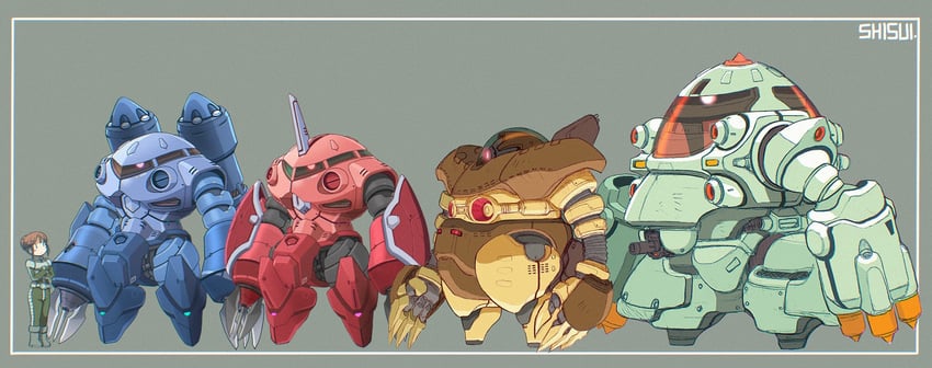 z'gok, gogg, and zock (gundam and 3 more) drawn by shisui