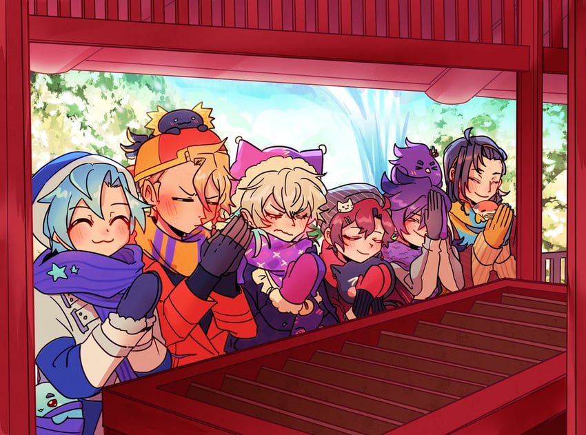 gavis bettel, machina x flayon, regis altare, axel syrios, banzoin hakka, and 7 more (holostars and 1 more) drawn by ministarfruit
