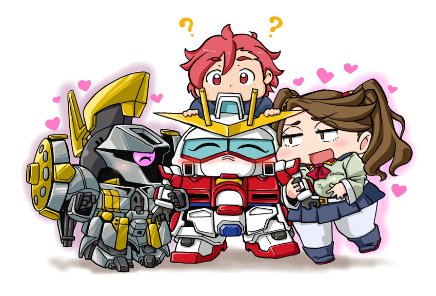 sazaki kaoruko, kamiki sekai, build burning gundam, and r-gyagya (gundam and 3 more) drawn by yunaka_(259808)