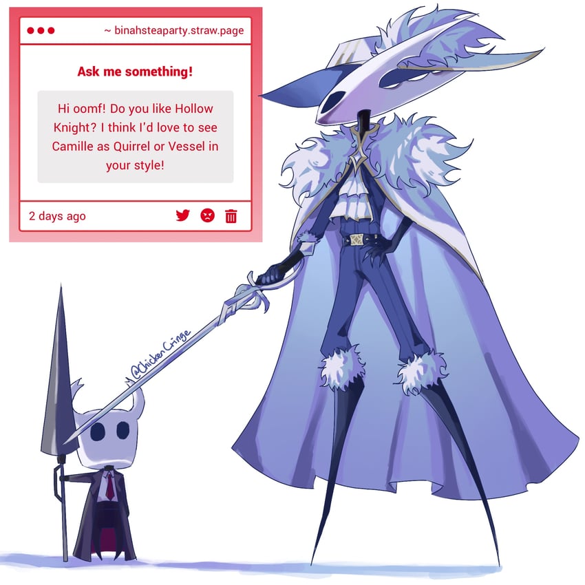 don quixote, knight, hollow knight, and camille (project moon and 3 more) drawn by chickencringe