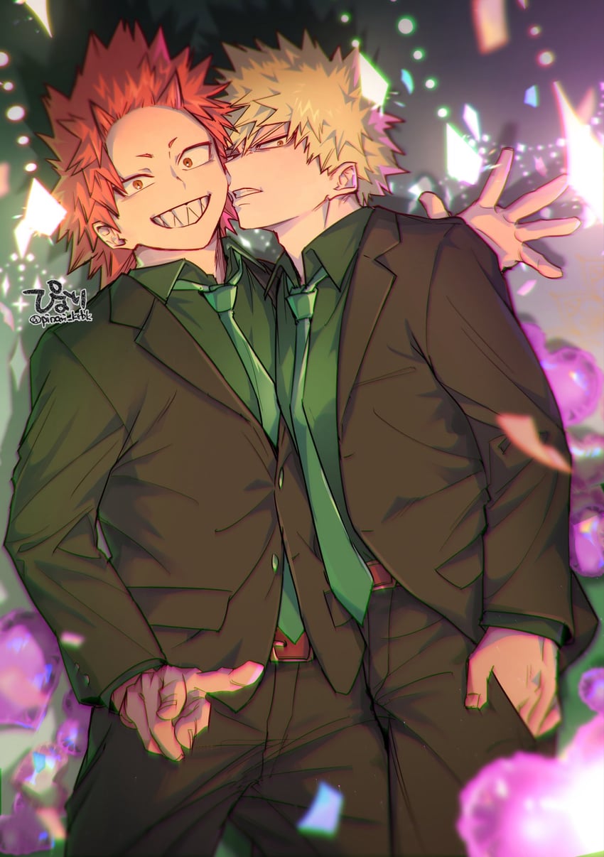 bakugou katsuki and kirishima eijiro (boku no hero academia) drawn by tsukota