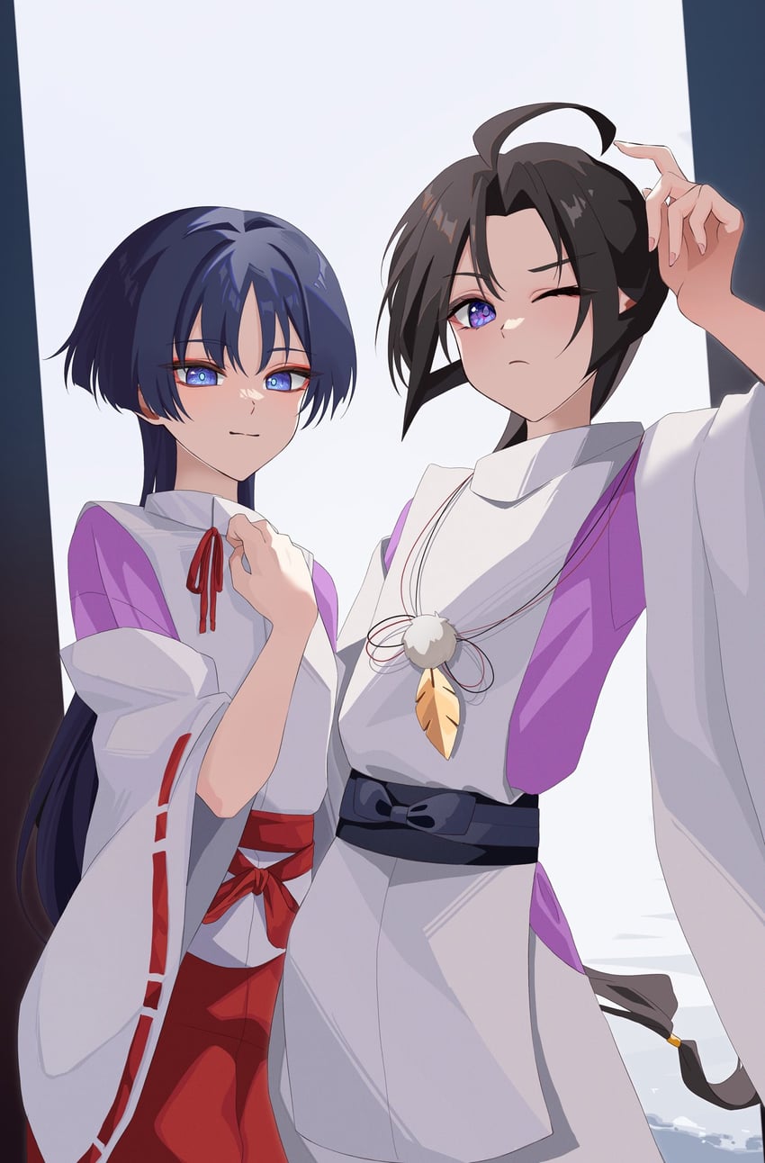 scaramouche and houjou tokiyuki (genshin impact and 1 more) drawn by chobonu