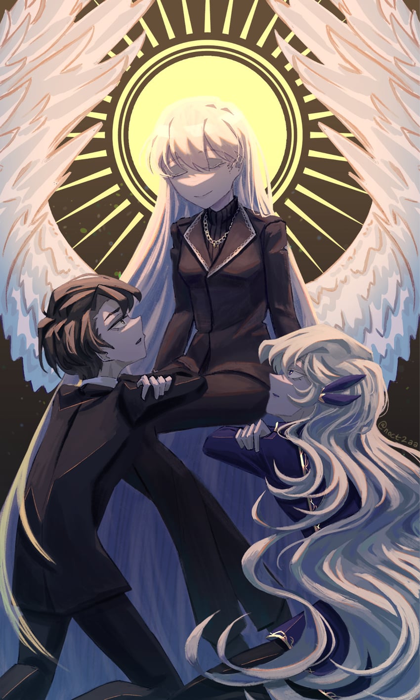 roland, angelica, and argalia (project moon and 1 more) drawn by noct2aa