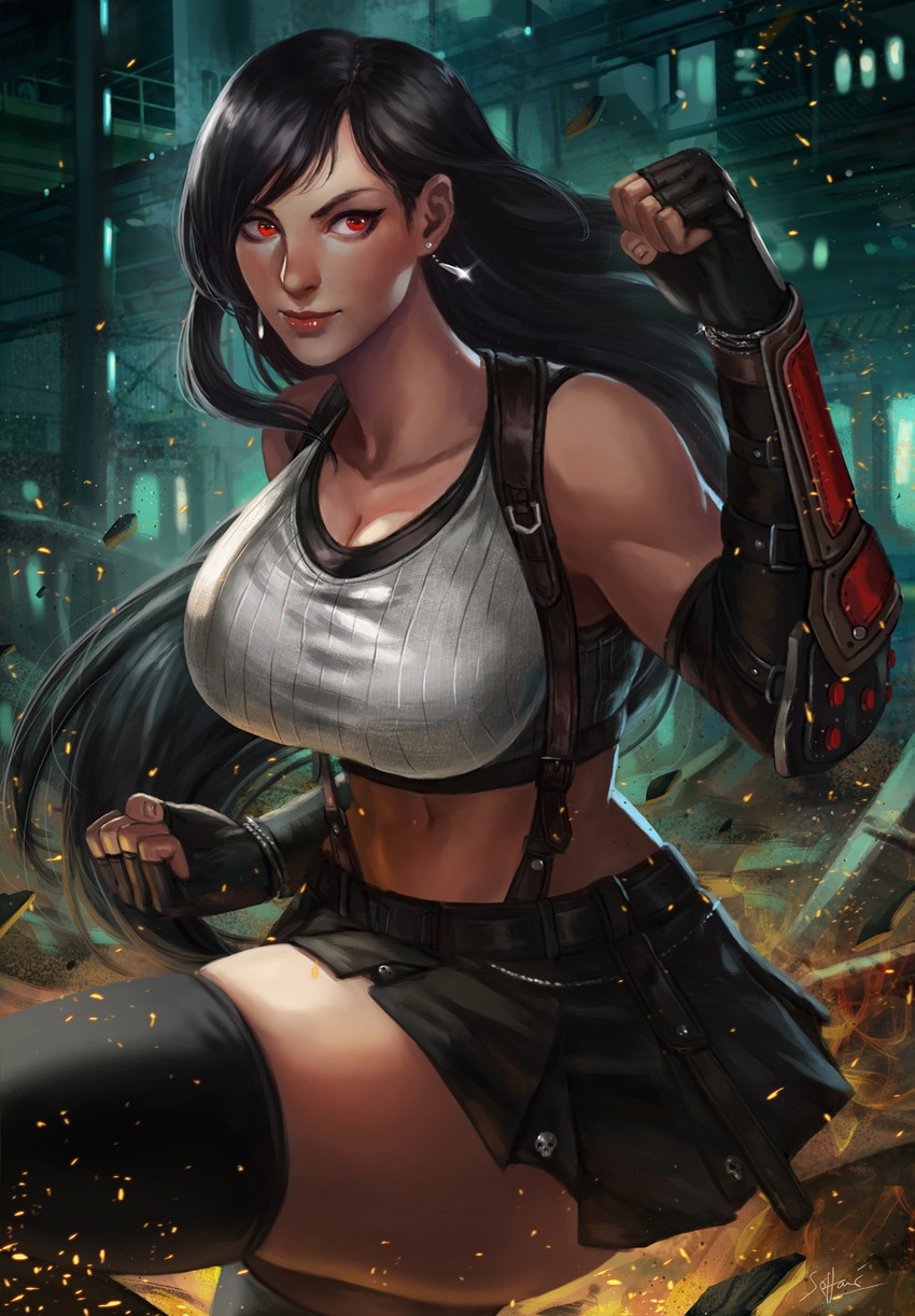 tifa lockhart (final fantasy and 2 more) drawn by soffa