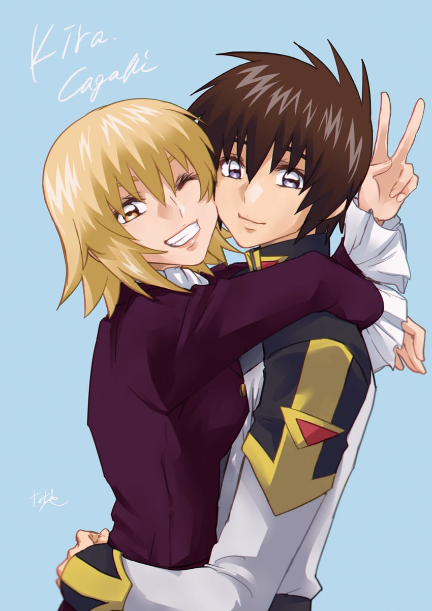 cagalli yula athha and kira yamato (gundam and 2 more) drawn by nagisa_(nagi7mayn)