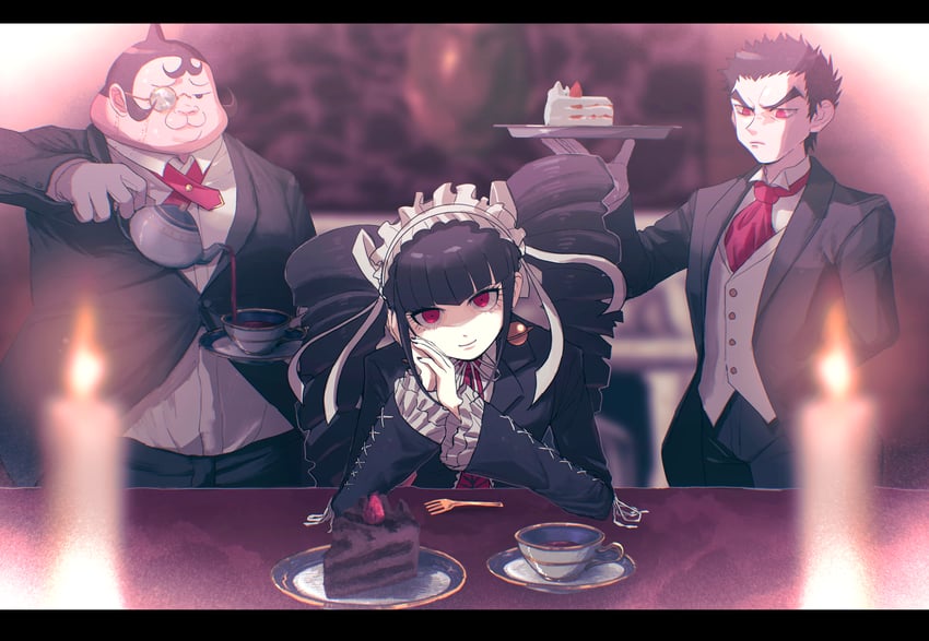 celestia ludenberg, ishimaru kiyotaka, and yamada hifumi (danganronpa and 1 more) drawn by rebanira_kaisan