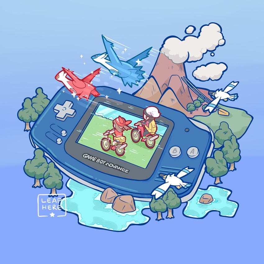 may, brendan, latias, latios, and wingull (pokemon and 1 more) drawn by leaphere