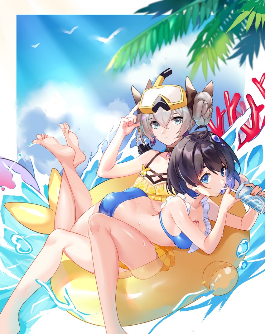 bronya zaychik and seele vollerei (honkai and 1 more) drawn by mie_xing