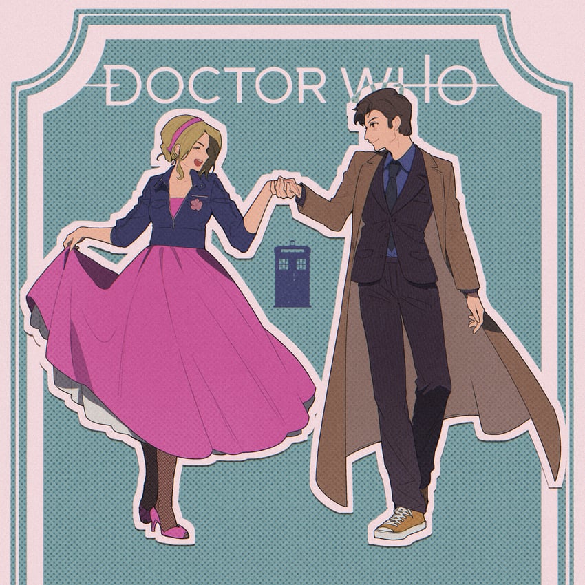 the doctor, tenth doctor, and rose tyler (doctor who) drawn by pudding49500
