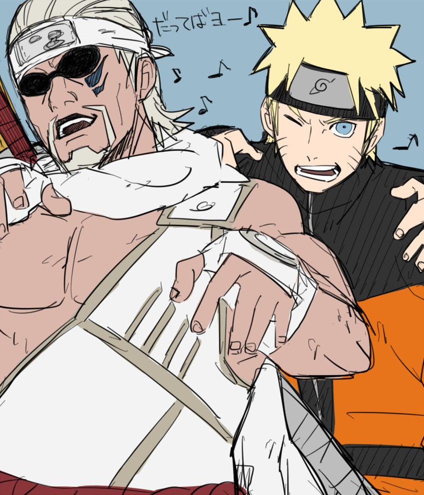 uzumaki naruto and killer bee (naruto and 1 more) drawn by kamosuke