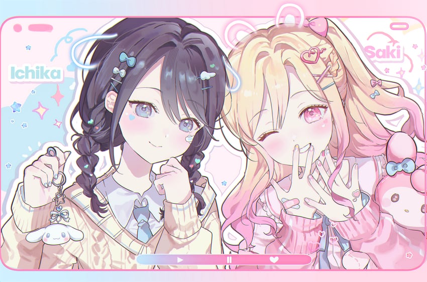 tenma saki and hoshino ichika (project sekai) drawn by 0202ase
