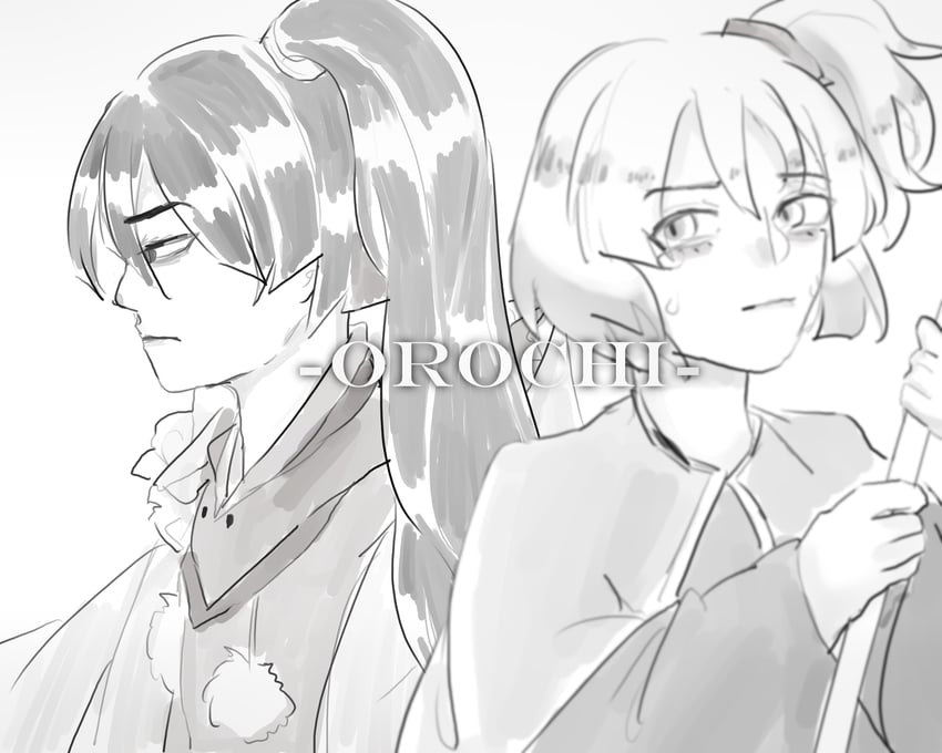 adagumo no saragimaru and adagumo no yaorochi (len'en) drawn by gougongzhineng
