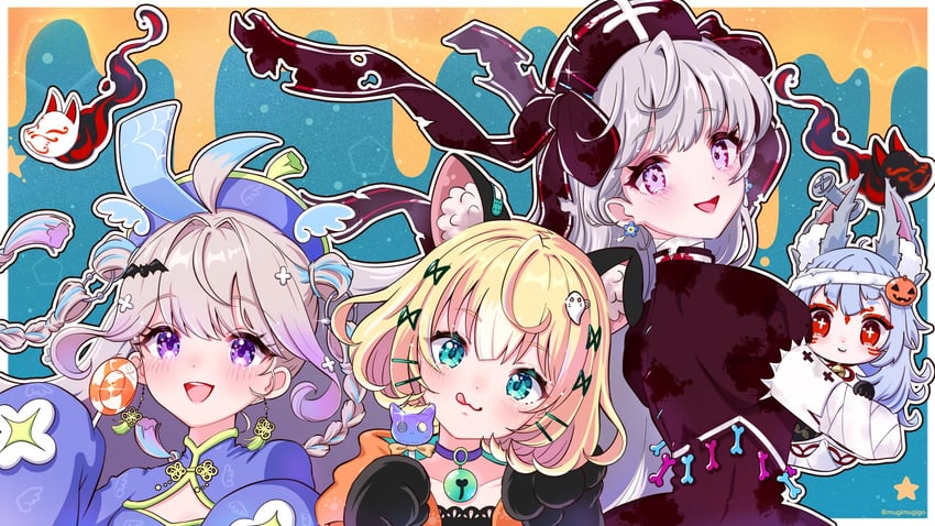 enna alouette, millie parfait, nina kosaka, and reimu endou (nijisanji and 1 more) drawn by mugimugigo