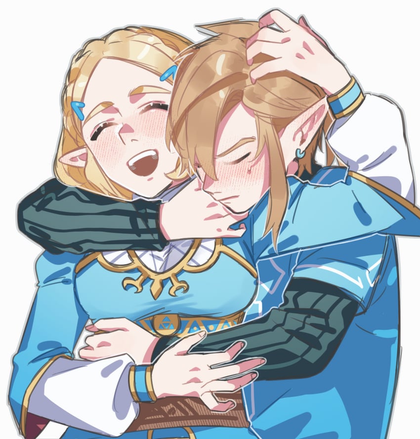 link and princess zelda (the legend of zelda and 1 more) drawn by oshinomiya