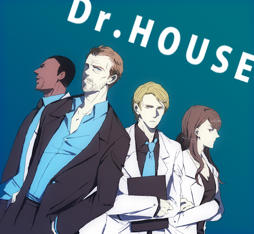 gregory house, robert chase, eric foreman, and allison cameron (house m.d.) drawn by kanro_(nijiiro)