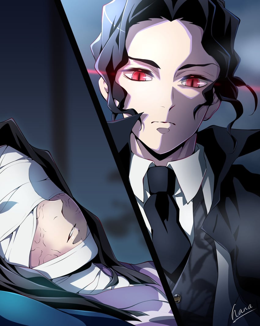 kibutsuji muzan and ubuyashiki kagaya (kimetsu no yaiba) drawn by hana_ni_nare