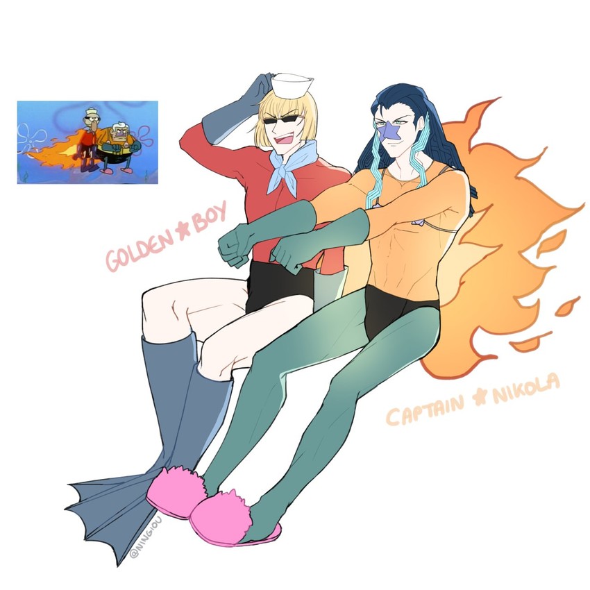 sakata kintoki, nikola tesla, mermaid man, and barnacle boy (fate and 2 more) drawn by kyou_(iuciferic)