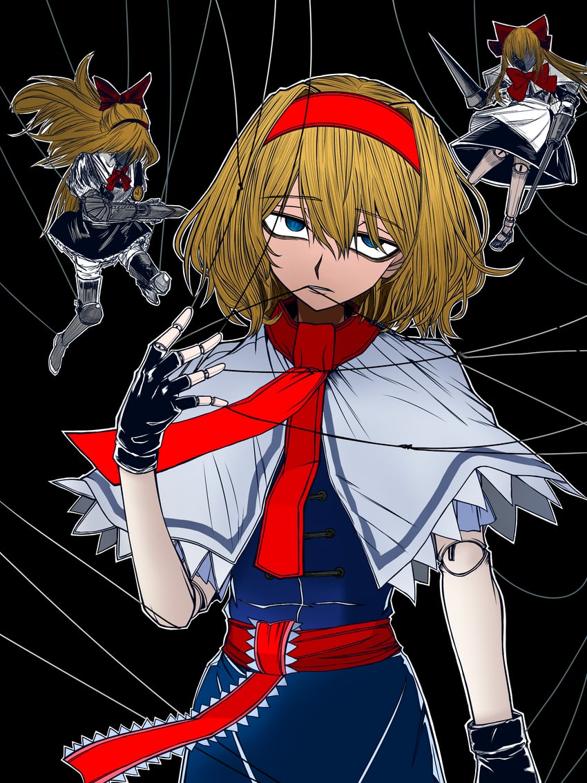 alice margatroid, shanghai doll, and hourai doll (touhou) drawn by ryoan_(voyagehermitage)
