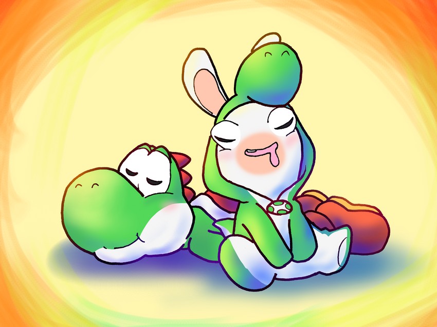 yoshi, rabbid, and rabbid yoshi (mario and 2 more) drawn by charisuke