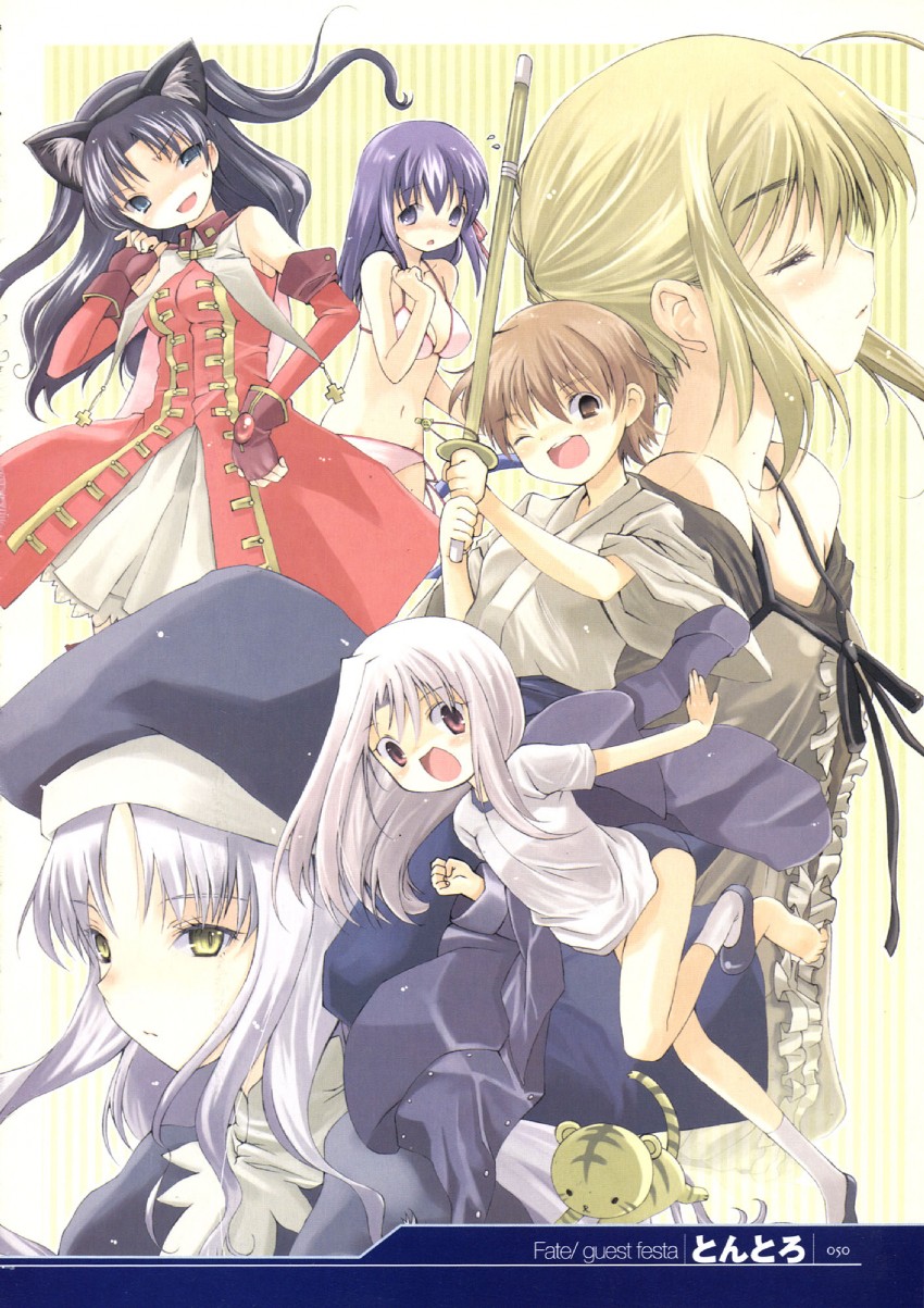 artoria pendragon, saber, tohsaka rin, illyasviel von einzbern, matou sakura, and 3 more (fate and 1 more) drawn by tontoro