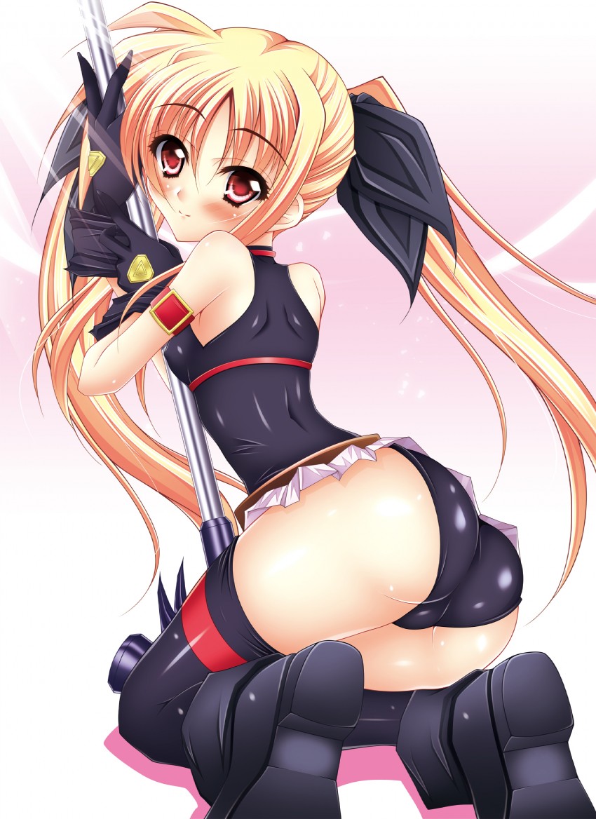 fate testarossa and bardiche (lyrical nanoha and 1 more) drawn by fukunaga_yukito