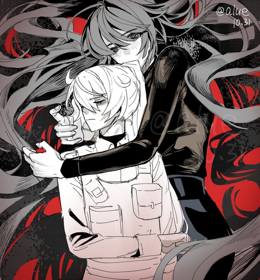kiana kaslana and raiden mei (honkai and 1 more) drawn by alue_hai
