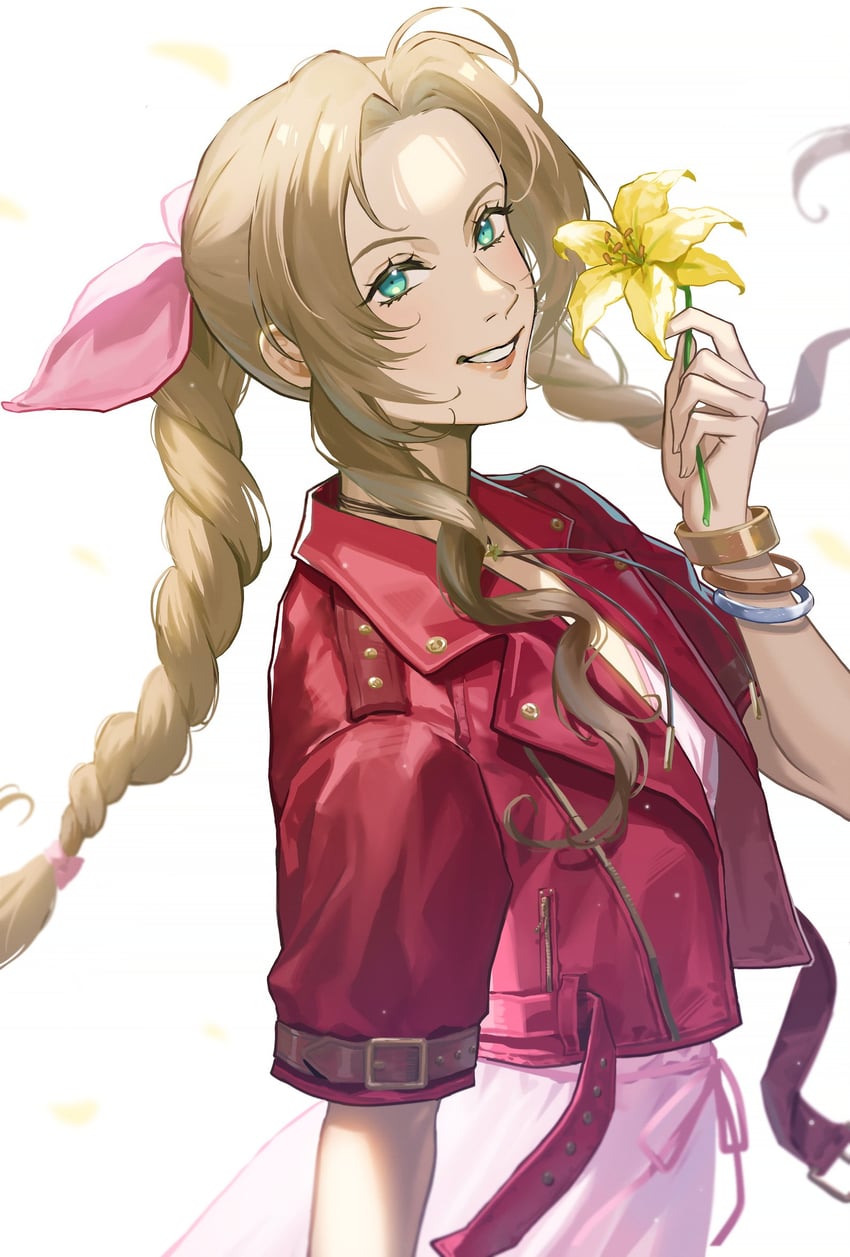 aerith gainsborough (final fantasy and 2 more) drawn by nshi