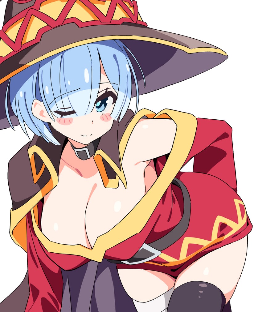 rem and megumin (kono subarashii sekai ni shukufuku wo! and 1 more) drawn by noyama_takenoko