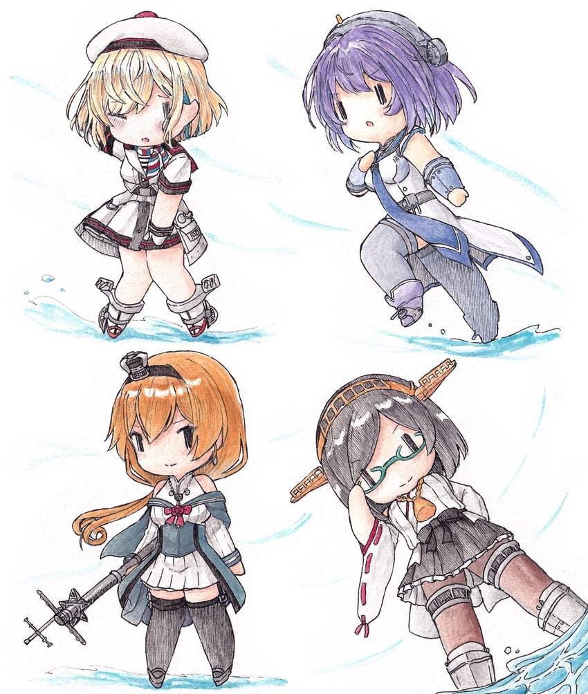 kirishima, gloire, lexington, and valiant (kantai collection) drawn by poipoi_purin