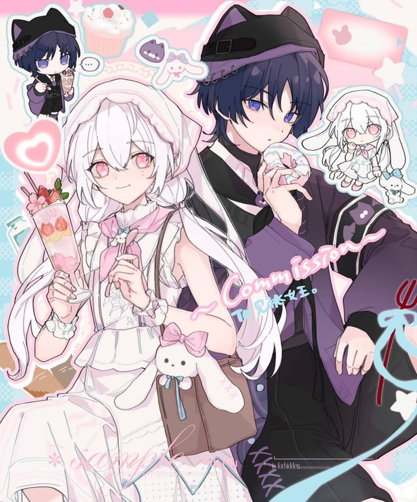 scaramouche and hayami momo (original and 1 more)