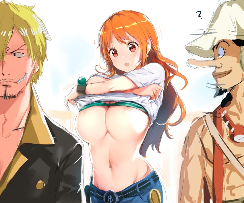 nami, sanji, and usopp (one piece) drawn by yaegashi_nan