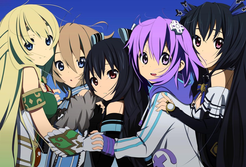 neptune, noire, blanc, vert, and uni (k-on! and 1 more) drawn by fuuki_(te_fuukin)