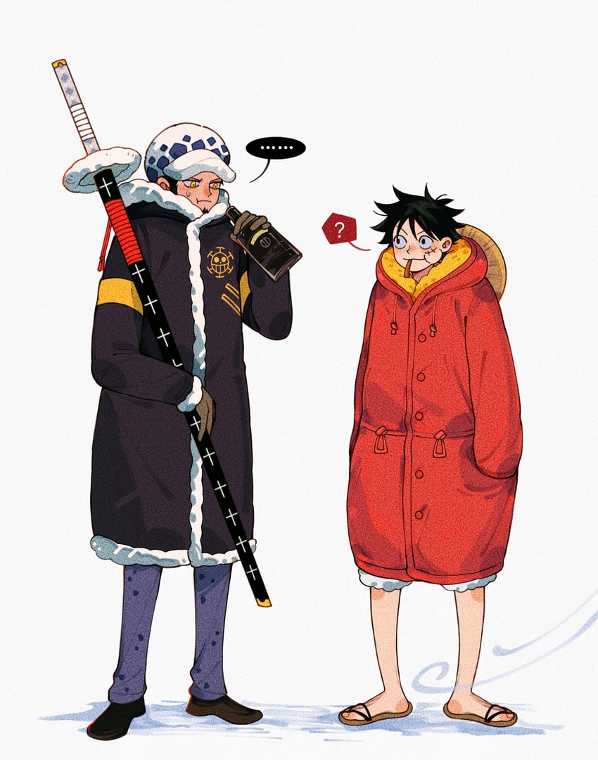 monkey d. luffy and trafalgar law (one piece) drawn by jo_jun