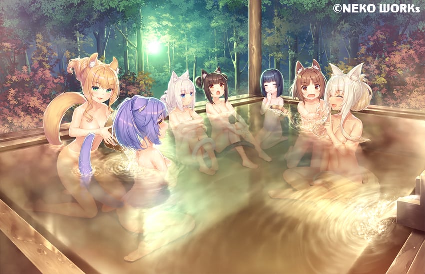 chocola, vanilla, coconut, cinnamon, azuki, and 2 more (nekopara) drawn by sayori_(neko_works)
