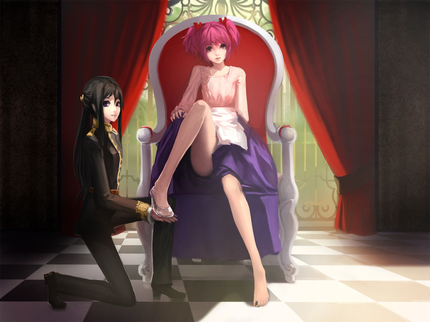 akemi homura and kaname madoka (mahou shoujo madoka magica) drawn by blackrabbitsoul