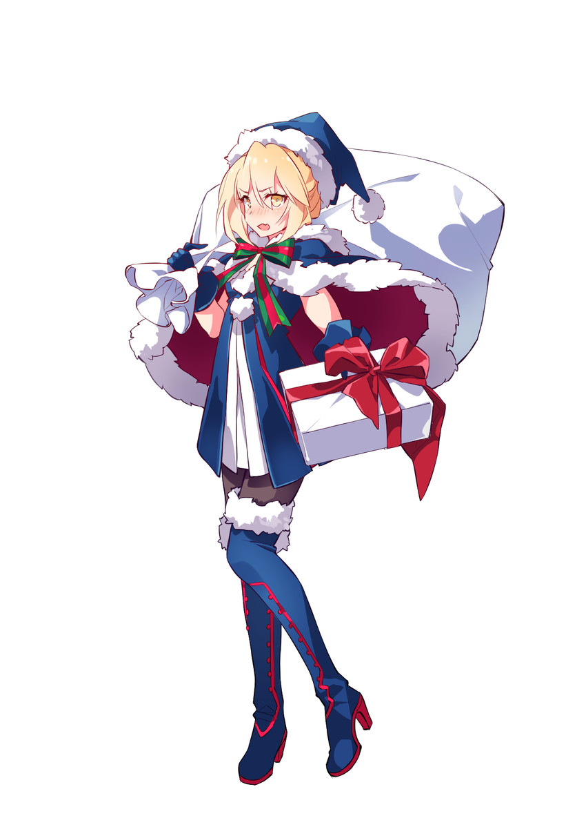 artoria pendragon, saber alter, and santa alter (fate and 1 more) drawn by lin_nulixiulian