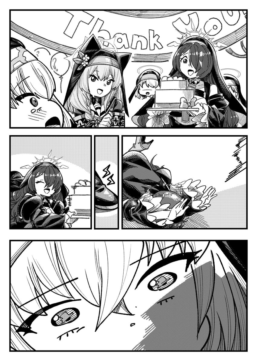 mari, sakurako, hinata, and sisterhood member (blue archive) drawn by charmbird