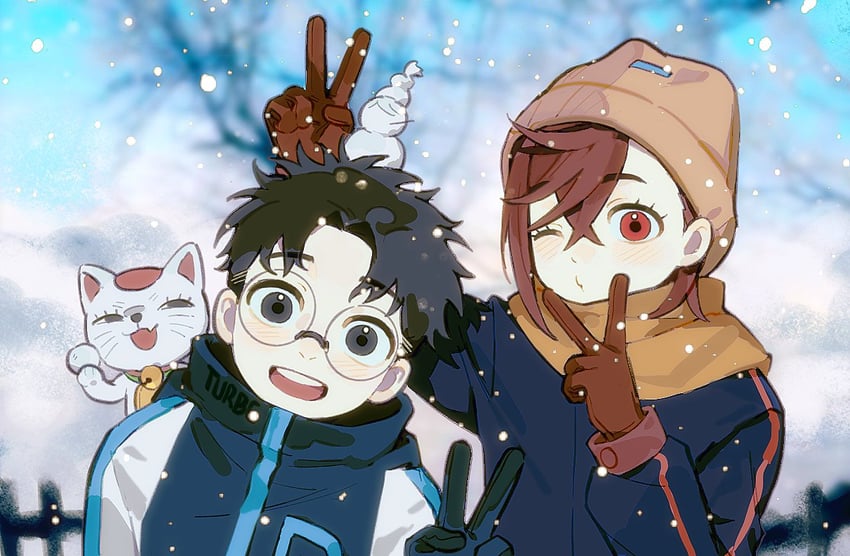 ayase momo, takakura ken, turbo granny, and ayase seiko (dandadan) drawn by rice_(somasuki_77)