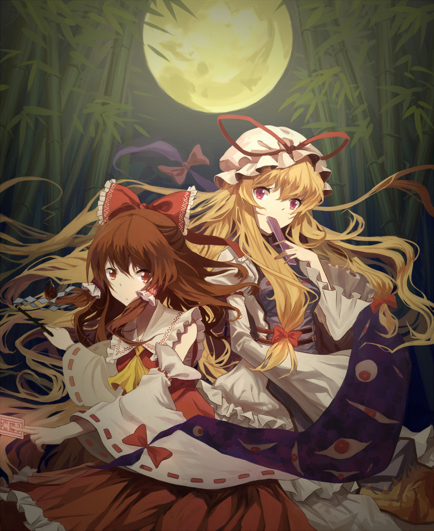hakurei reimu and yakumo yukari (touhou and 1 more) drawn by naeko777