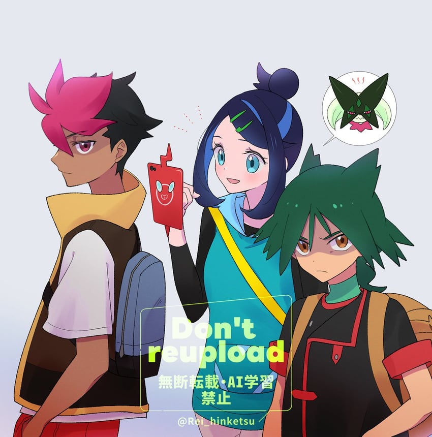 liko, meowscarada, roy, and ult (pokemon and 1 more) drawn by rei_hinketsu