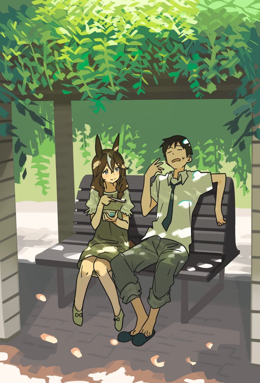 trainer and curren bouquetd'or (umamusume) drawn by ashinowoto