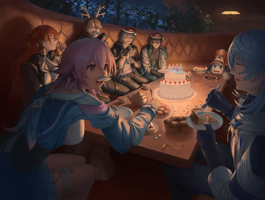 trailblazer, march 7th, caelus, dan heng, sunday, and 3 more (honkai and 1 more) drawn by twckb