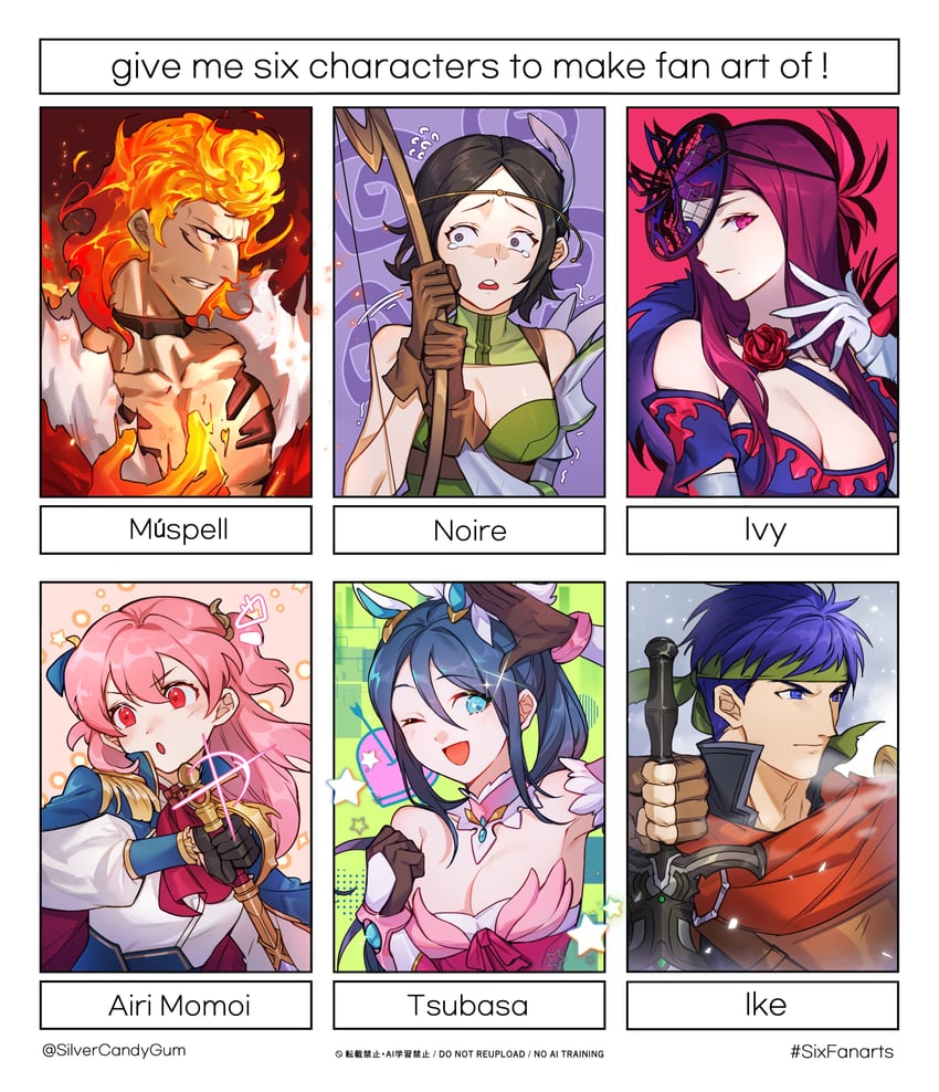 ike, ivy, momoi airi, noire, oribe tsubasa, and 1 more (fire emblem and 6 more) drawn by silvercandy_gum