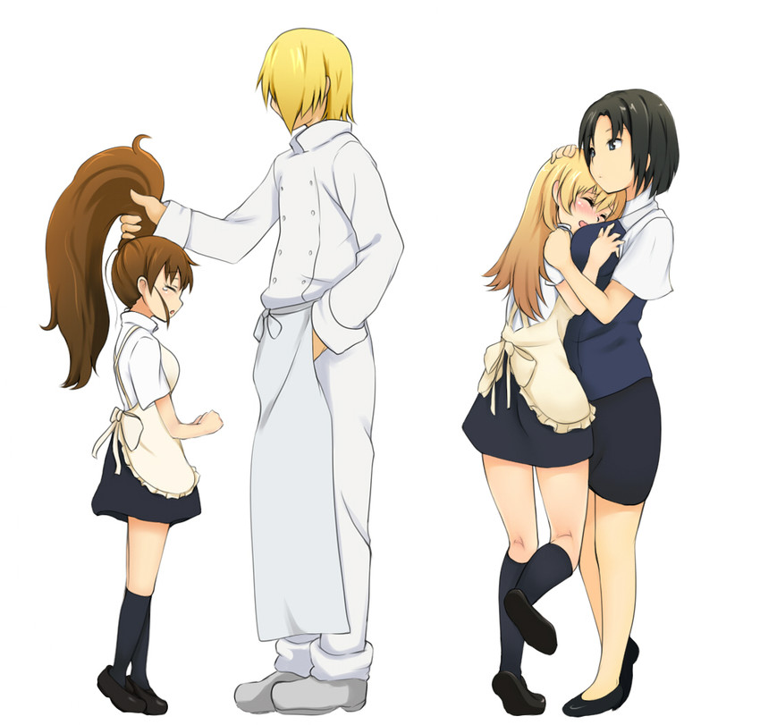 taneshima popura, todoroki yachiyo, satou jun, and shirafuji kyouko (working!!) drawn by ginji74